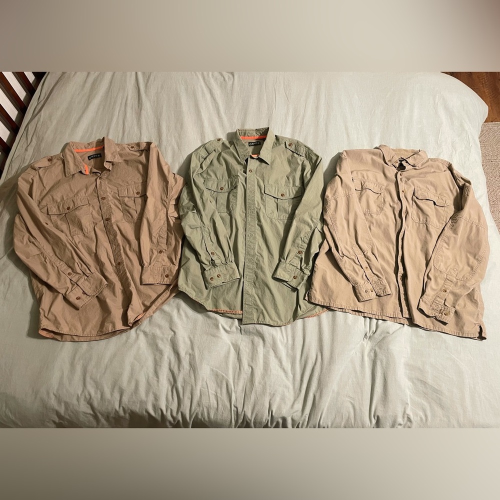 Orvis and Eotac Men's Lightweight Shirt Jacket Safari Style- Tan, Olive, Beige